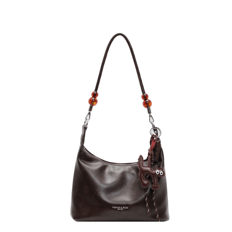 High-end, simple and versatile single-shoulder bag, Maillard commuter small bag for women 2024 new style, fashionable and retro crossbody bag Item Picture