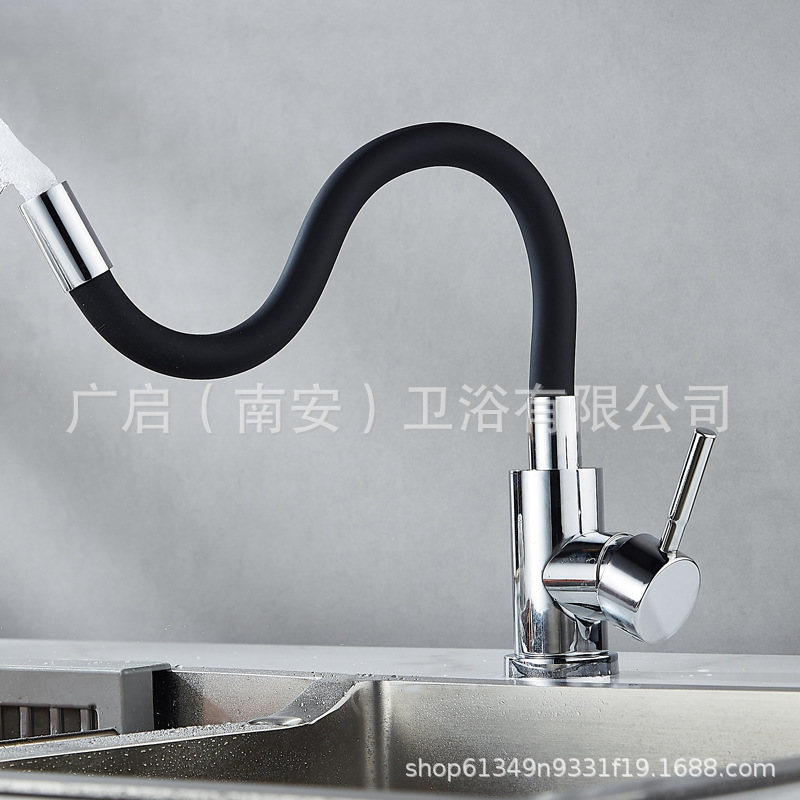 Cross-border Russian stainless steel kitchen silicone tube faucet, black universal rotating sink, hot and cold water faucet Application Scenario
