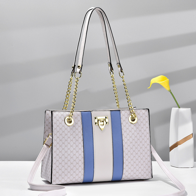 Chain underarm bag 2024, various middle-aged women's bags, large capacity single-shoulder chain bag, color-block handbag, cross-border consignment full figure