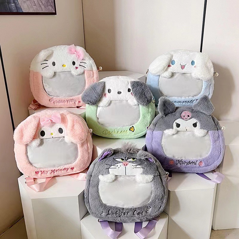 New cartoon Japanese-style cute and girlish double-shoulder crossbody visual backpack with large capacity for classes, wholesale from the manufacturer full figure