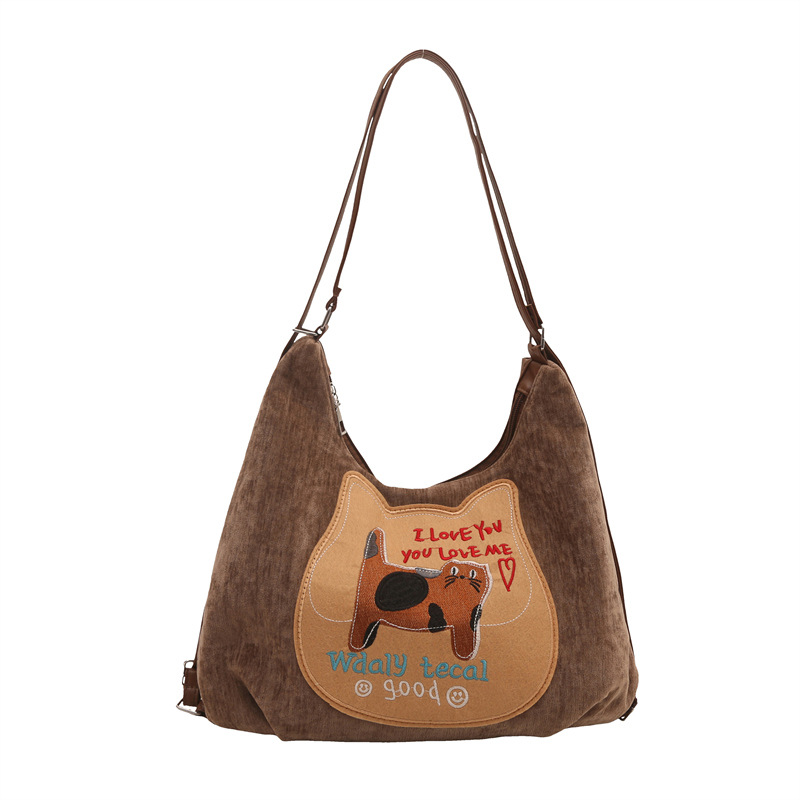 Korean large-capacity tote bag, school-style single-shoulder underarm bag, new 2024 autumn/winter multi-functional backpack, cross-border Item Picture
