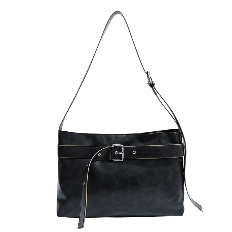 A high-end retro soft leather motorcycle bag for women, a new 2024 trendy vintage rustic style single-shoulder large-capacity crossbody bag Item Picture