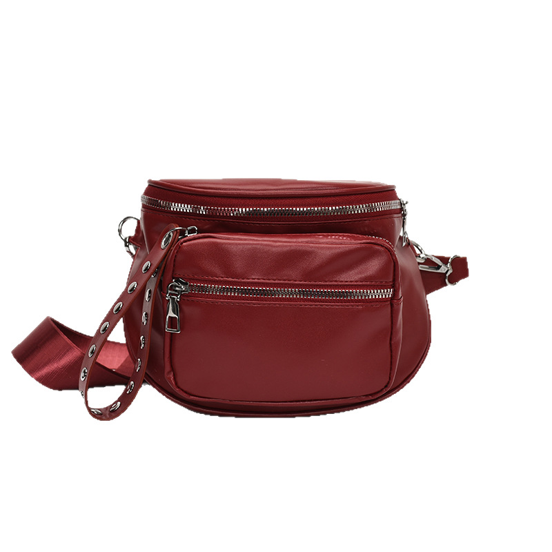 Cross-border Women's Bag 2025 New Korean-style commuter bag, trendy motorcycle bag, fashionable and casual single-shoulder bag, solid color crossbody bag Item Picture