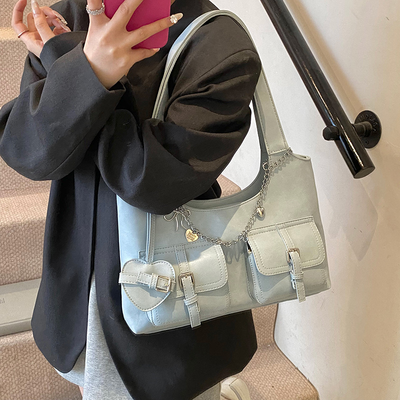 New Spring/Summer 2025 casual, versatile, fashionable and simple underarm bag for women, cool and spicy single-shoulder bag for women with multiple pockets Specification drawing