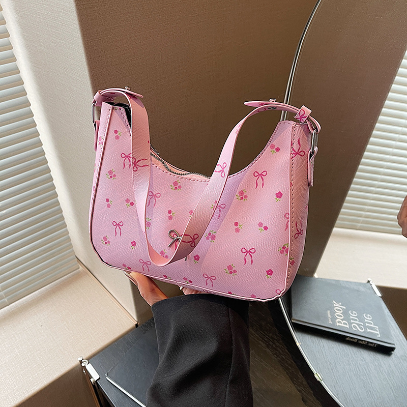 New summer 2025 simple and stylish hand-held handbag with sweet prints, fresh and beautiful single-shoulder underarm bag for women full figure