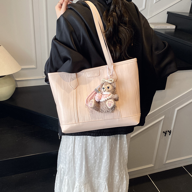 Fashionable color-blocking large-capacity tote bag for women 2025 new style, versatile and high-end solid color soft leather commuting single-shoulder bag Specification drawing