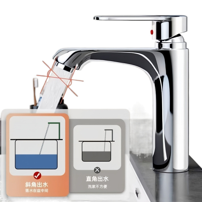 Copper washbasin, faucet, faucet, cold and hot water, household washbasin, bathroom single cold washbasin, countertop, washbasin Item Picture