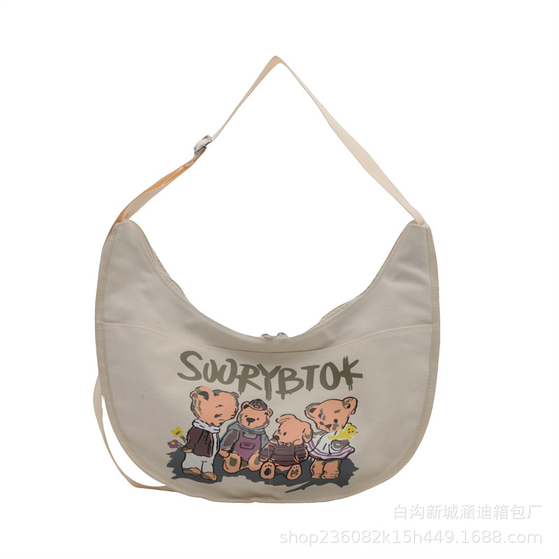 New bear crossbody dumpling bag, fashionable and trendy, college student commuting single-shoulder bag, casual bag wholesale Item Picture