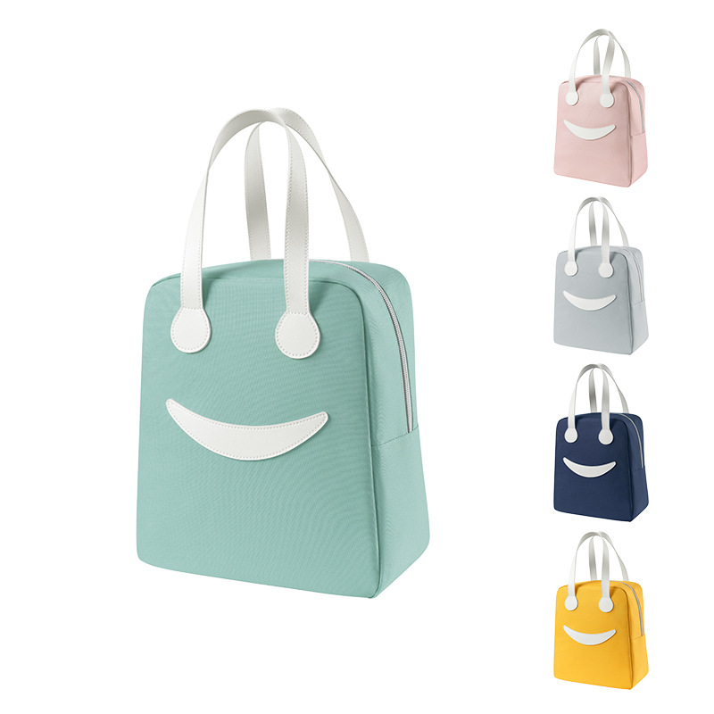 Runhui bags are portable, cute and smiling bento bags, insulated bags for bringing meals to work, student lunch bags and hand-held ice packs Item Picture