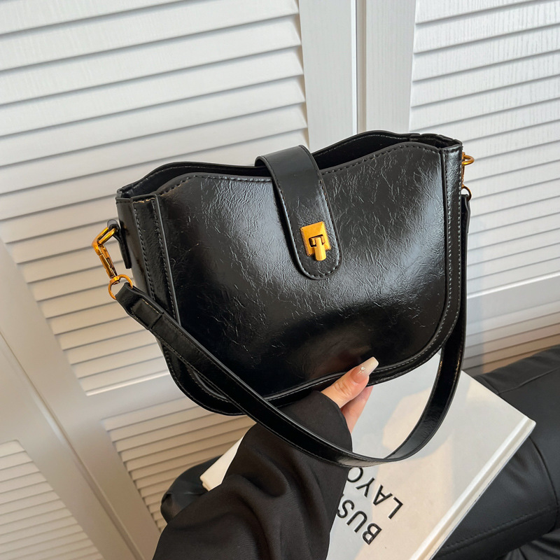 High-end, fashionable, versatile, simple and retro bucket bag for women, 2024 new model of Maillard casual small square bag Specification drawing