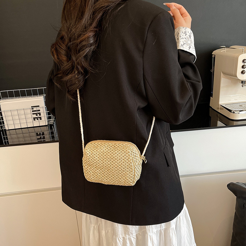 Stylish summer mini hand-woven bag for women 2025 New style fresh country style crossbody straw woven bag small square bag Specification drawing