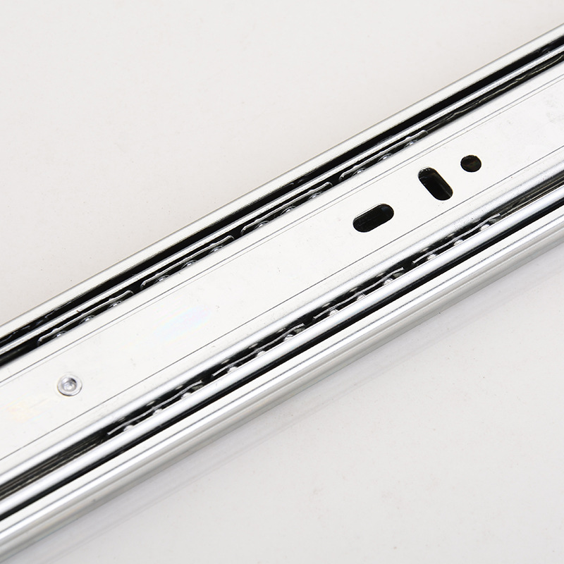 Guangshunda 4510 cold-rolled steel three-fold slide rail, three-section steel ball silent guide rail, drawer track factory direct sales Specification drawing