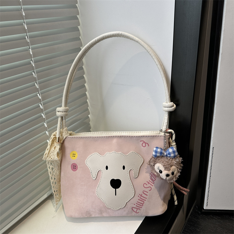 Cross-border Women's Bag 2025 New style: Trendy commuting, cute dog pattern design, single-shoulder crossbody bucket bag full figure