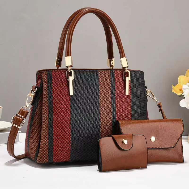 High-end, large-capacity new color-blocking canvas fashionable and trendy women's bags, cross-border single-shoulder bags, crossbody bags and handbags Application Scenario