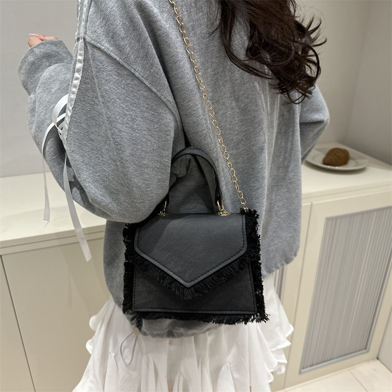 2025 Casual bags, retro small bags, fringed bags, denim blue mini small bags, chain bags, handbags, crossbody bags Specification drawing