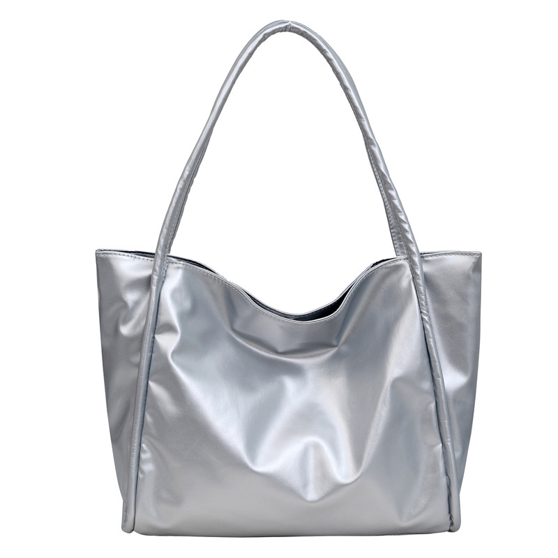 Commuting large-capacity retro solid color bag 2024, women's bag, casual, stylish and simple single-shoulder bag, college student tote bag Item Picture