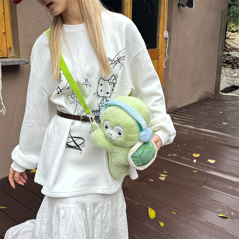 New plush and cute capybara crossbody bag, high appearance level, sloth piglet single-shoulder bag, student commuting backpack, and doll bag Specification drawing