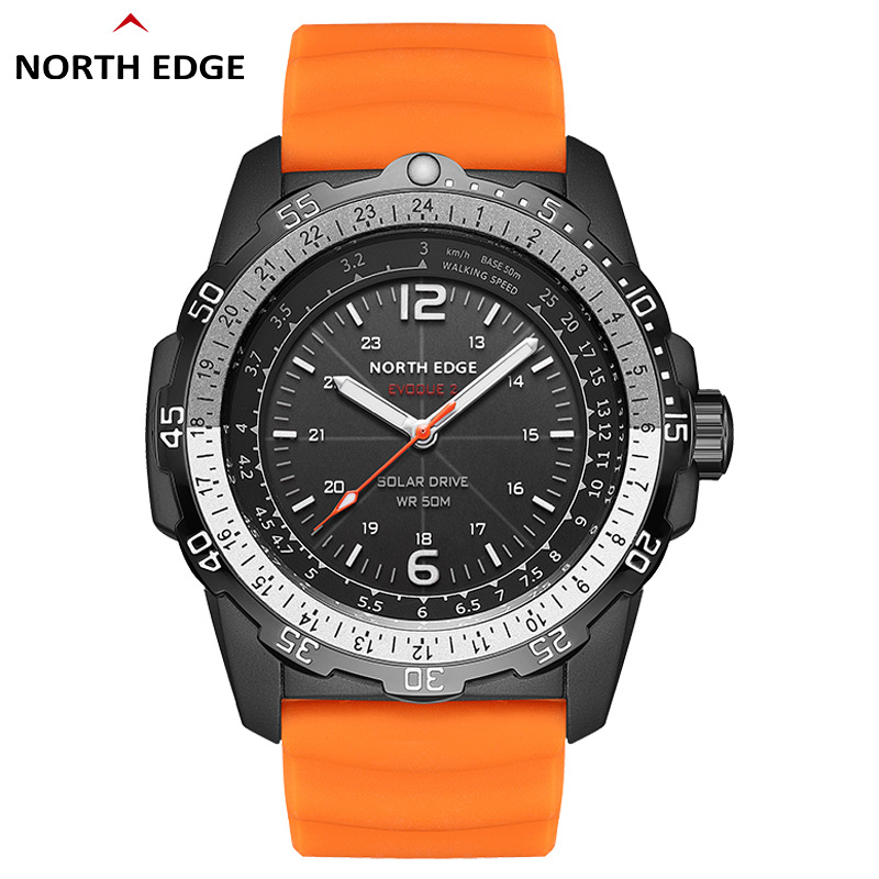 Outdoor sports waterproof solar charging watch, light-powered luminous long-lasting swimming men's watch with speed measurement details Picture