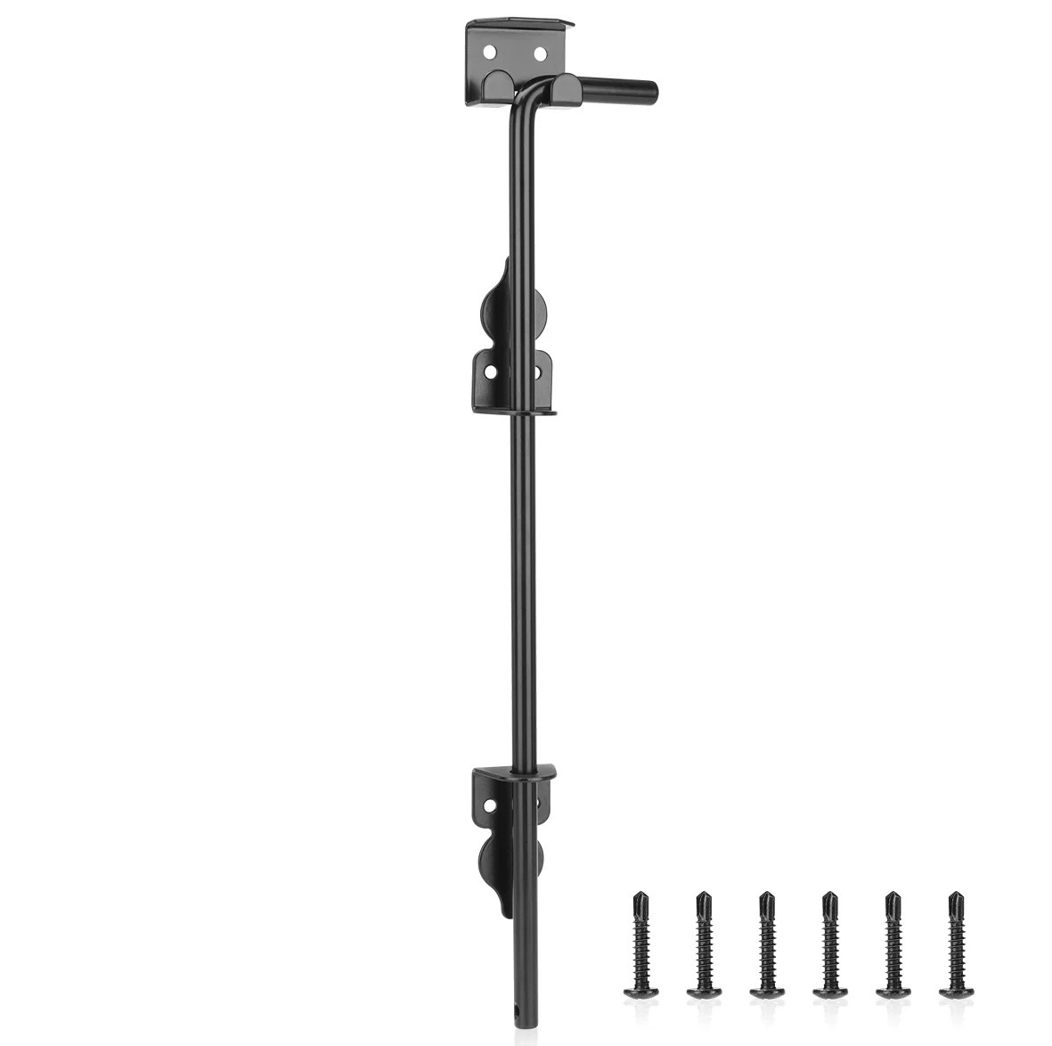 18-inch floor-mounted thickened door bolt with black plastic coating Specification drawing