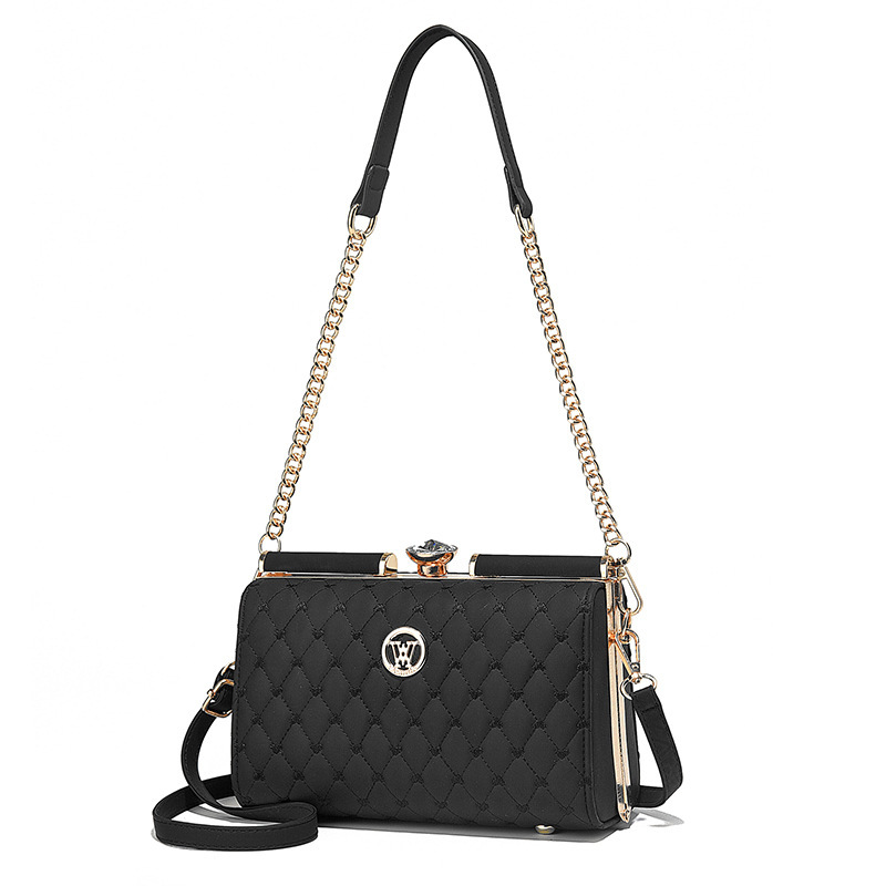 A new fashionable shiny leather crossbody bag with a steel clip design for foreign trade, a light luxury and niche single-shoulder bag with a versatile texture Item Picture