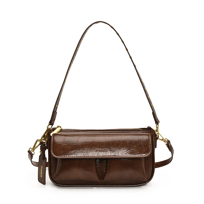 Retro bag for women, 2024 new style, single-shoulder and underarm bag for work and commuting, large capacity, niche design, crossbody small square bag Item Picture
