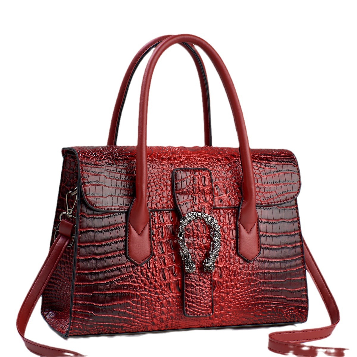 2023 new high-quality crocodile texture single-shoulder crossbody large-capacity cross-border women's bag, versatile large bag Item Picture