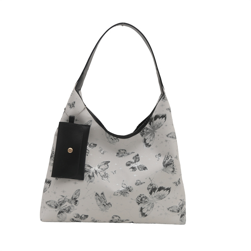 Printed butterfly large-capacity women's underarm bag 2024 Summer personalized new stylish casual commuting tote bag Item Picture