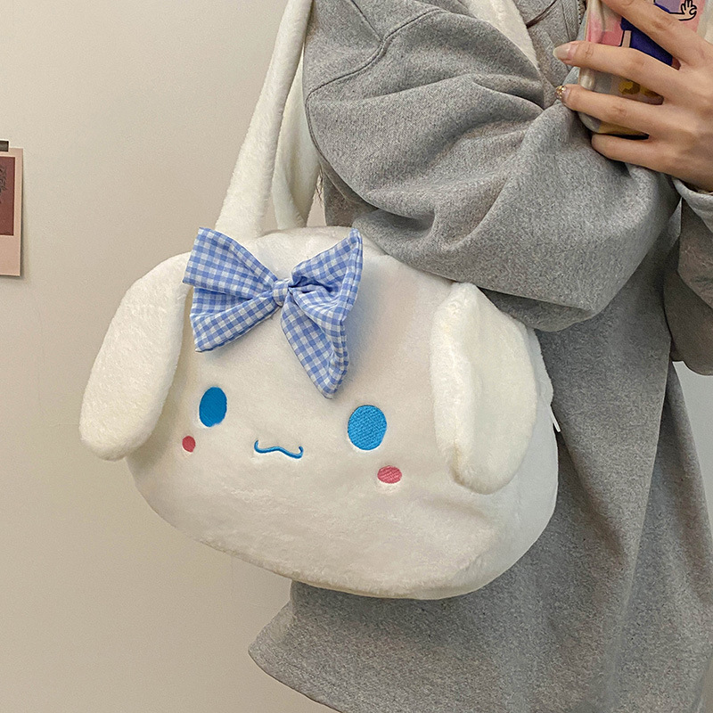 New cross-border Sanrio plush bag 2024 Cartoon single-shoulder large-capacity Girls' ins class plush bag wholesale Specification drawing