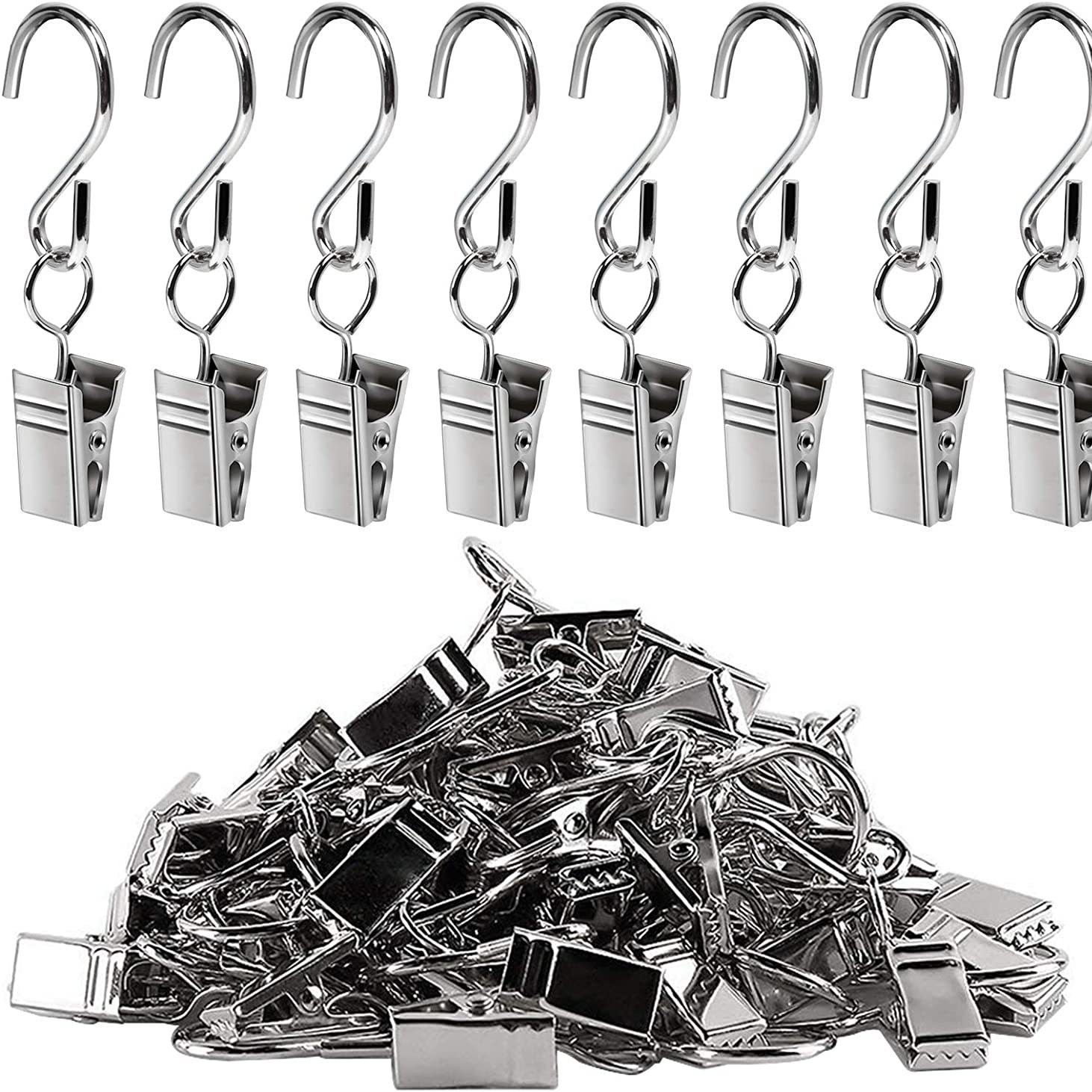 In stock: Metal S-shaped hooks with clips, black and silver S-shaped curtains, bath curtains, decorative hooks, outdoor party light hooks full figure