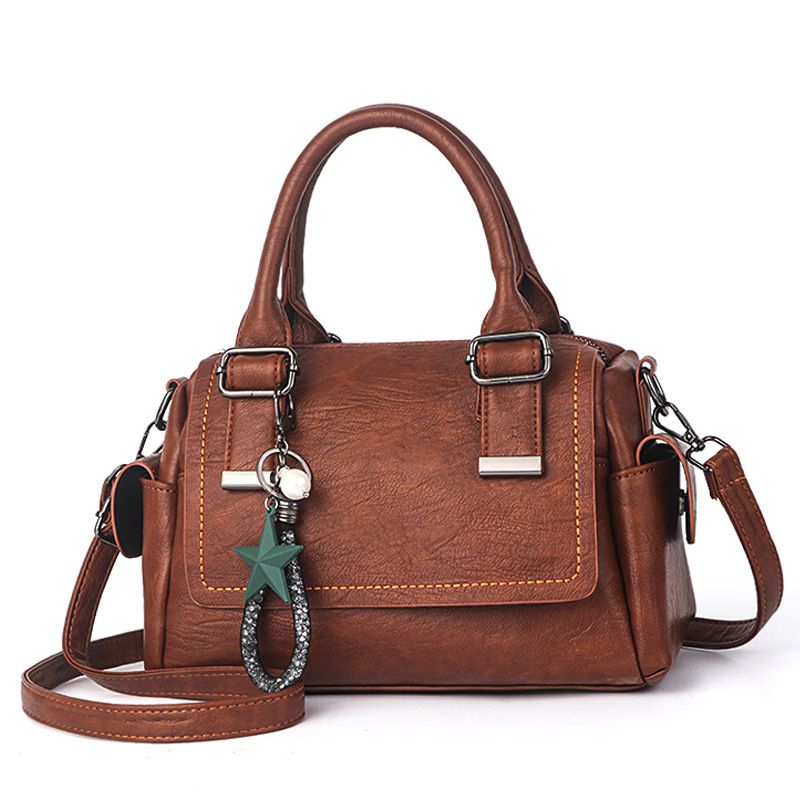 Soft leather bag for women 2025 new style fashionable handbag, large-capacity middle-aged women's bag, single-shoulder crossbody bag full figure