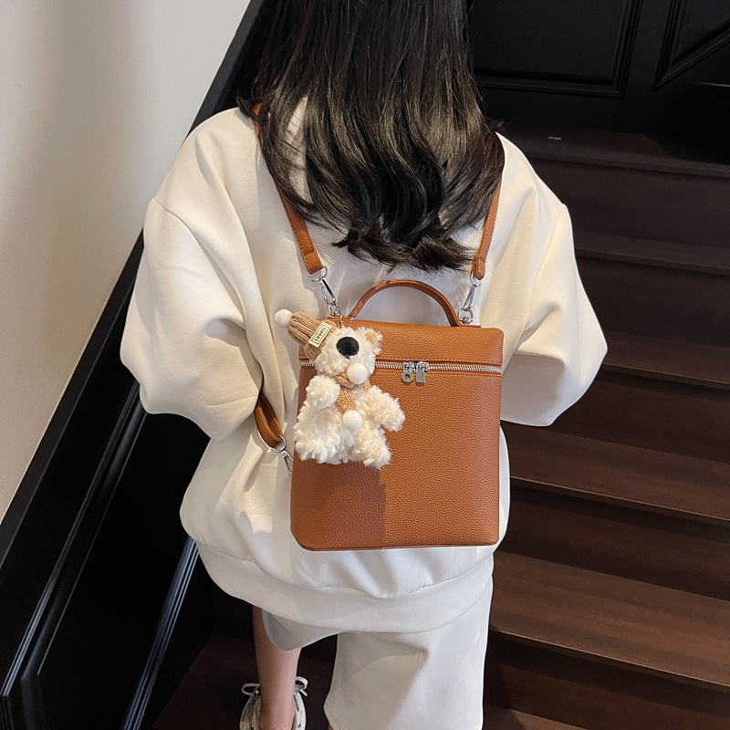 Korean fashion trend lychee pattern backpack for women 2025 new style simple, fresh, cute and versatile single-shoulder crossbody bag details Picture