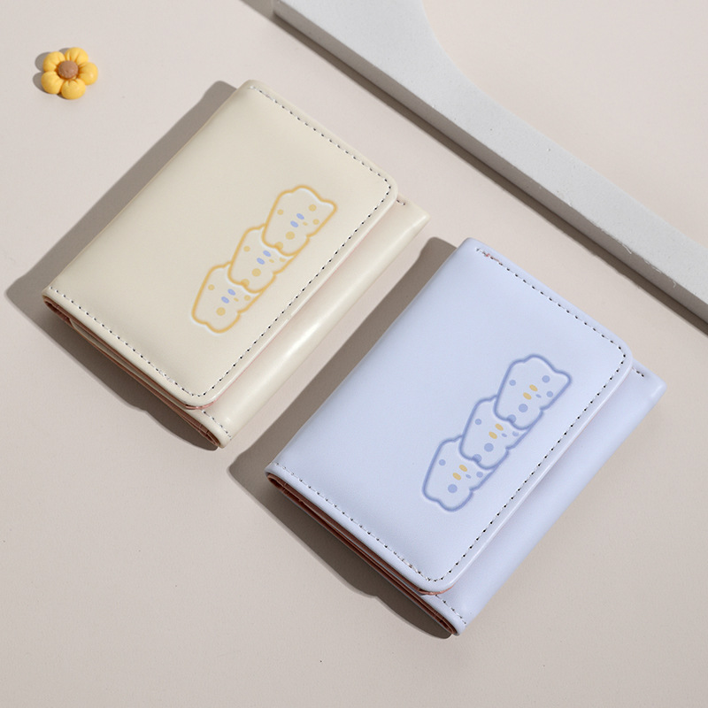 New cute PU wallet, short cheese wallet for women on Instagram, fresh and clean card case, multi-functional three-fold wallet Specification drawing