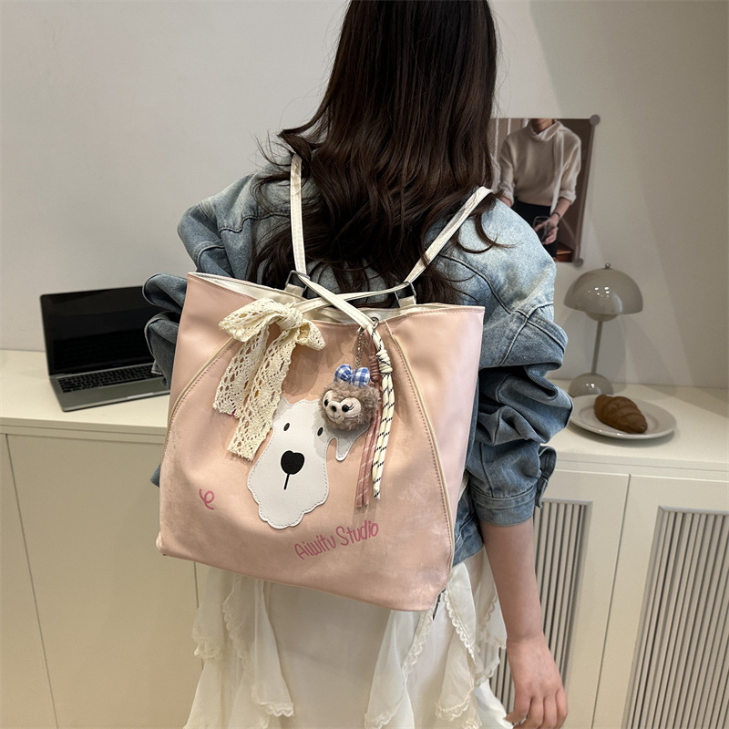 Cute and beautiful 2025 new style popular commuting fashion, cute cartoon pattern design single-shoulder crossbody bag tote bag Specification drawing
