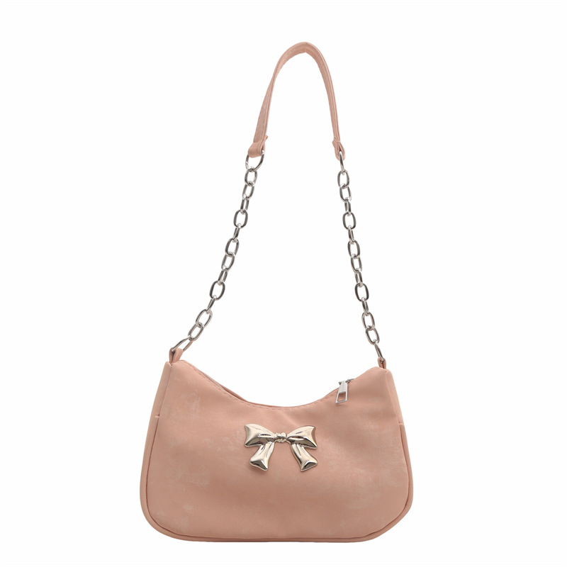 This fashionable and simple bow design chain single-shoulder bag is a trendy new style for women and a versatile underarm bag for autumn and winter Item Picture