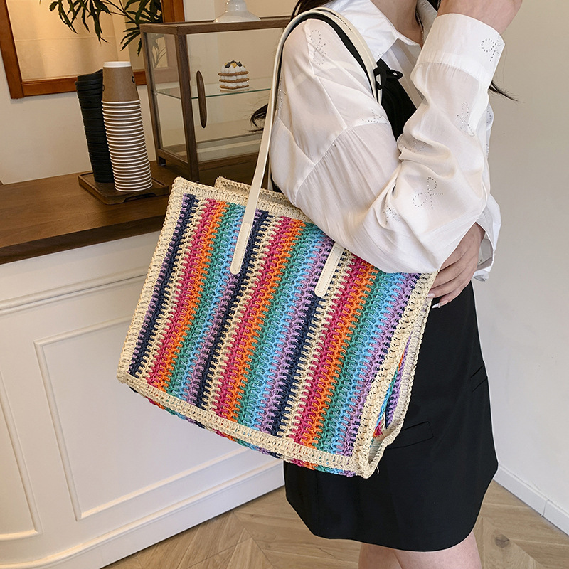 Woven bag for women 2025 New style street fashion trend versatile single-shoulder underarm bag for travel large capacity tote bag Specification drawing