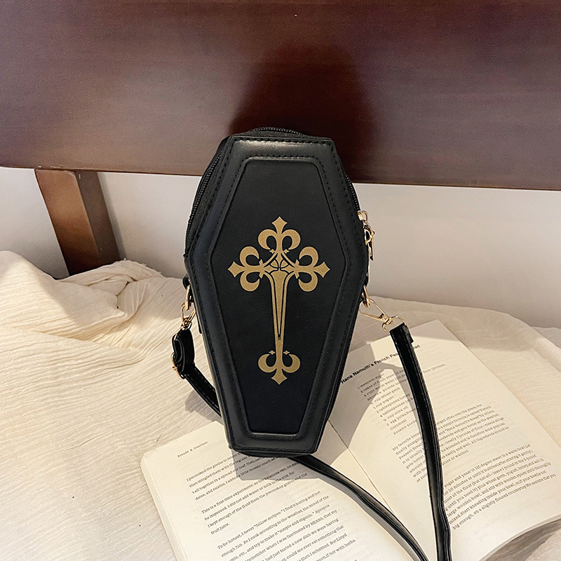 Cross-border European and American personalized bag, retro dark style printed cross single-shoulder crossbody bag, Halloween bag full figure