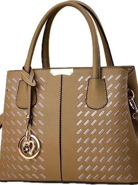 New fashionable and casual handbag, soft leather embroidered thread, middle-aged mother bag, cross-border women's bag, wear-resistant, high-quality, simple and lightweight Specification drawing