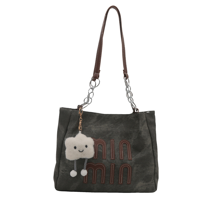 Casual commuting tote bag for women, large capacity, new 2024 autumn and winter versatile, simple and high-quality single-shoulder shopping bag Item Picture