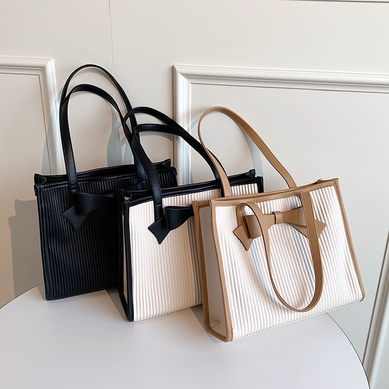 French fashion casual handbag, summer new simple bow single-shoulder bag, women's large-capacity tote bag Specification drawing