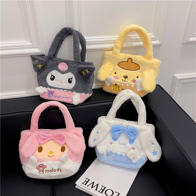 New Sanrio cartoon bag, shoulder bag, plush toy bag, Kuromi handbag, claw machine doll handbag full figure