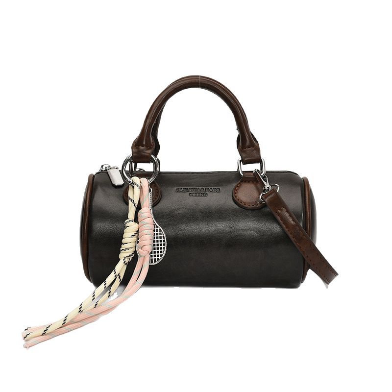 2025 Summer New simple and versatile handbag, women's retro color-blocking cylinder bag, high-quality single-shoulder crossbody bag Item Picture