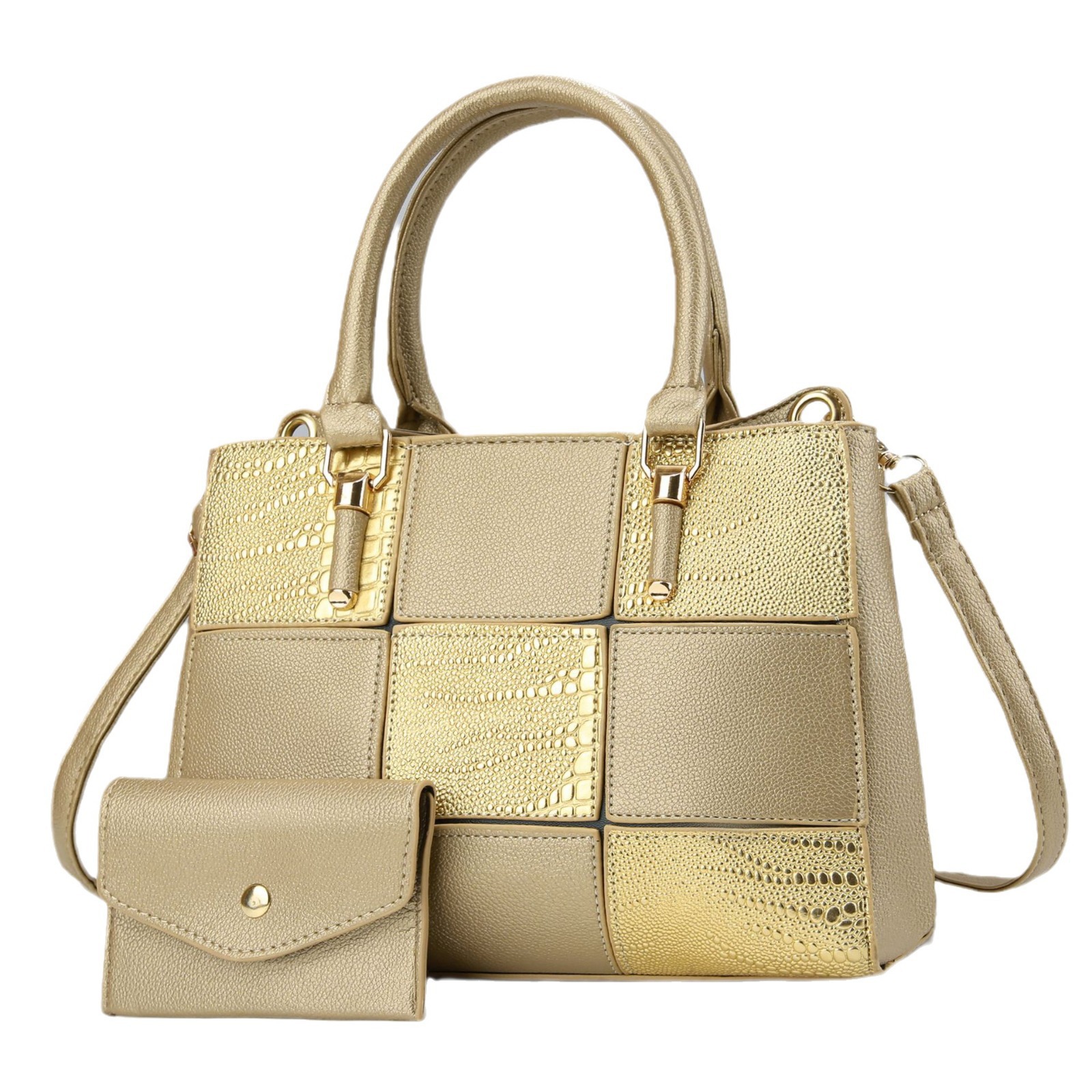 Two-piece set of patchwork square versatile mother and child handbag, fashionable women's bag, new style, Korean-style trendy single-shoulder crossbody bag Item Picture