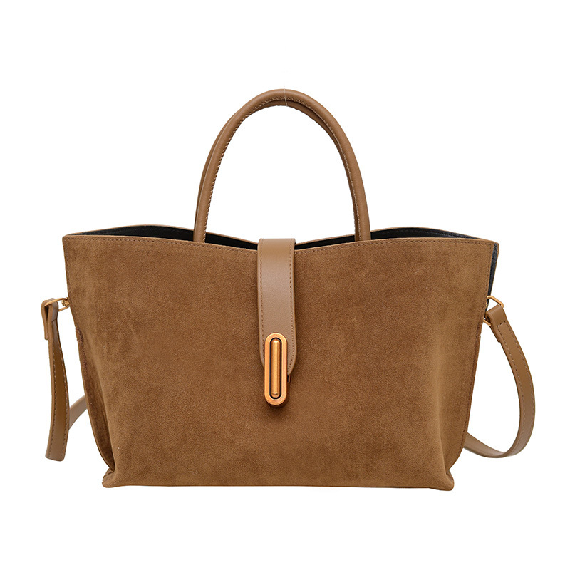 2024 New style textured and elegant handbag, fashionable commuting large-capacity tote bag, fleece single-shoulder crossbody bag Item Picture