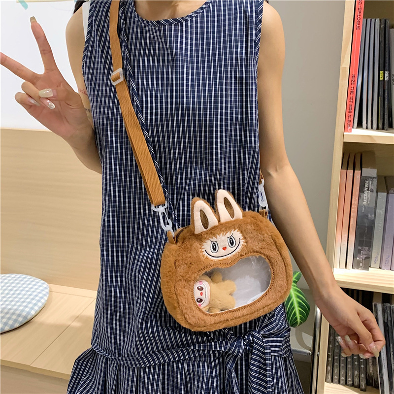 Plush bag, women's crossbody bag, cartoon children's bag, Instagram new cute little girl doll handbag, single-shoulder bag details Picture