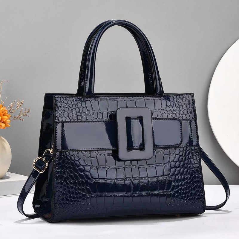 Shiny leather stone-patterned women's bag 2025 new product handbag, fashionable and casual single-shoulder crossbody bag, versatile and simple large bag full figure