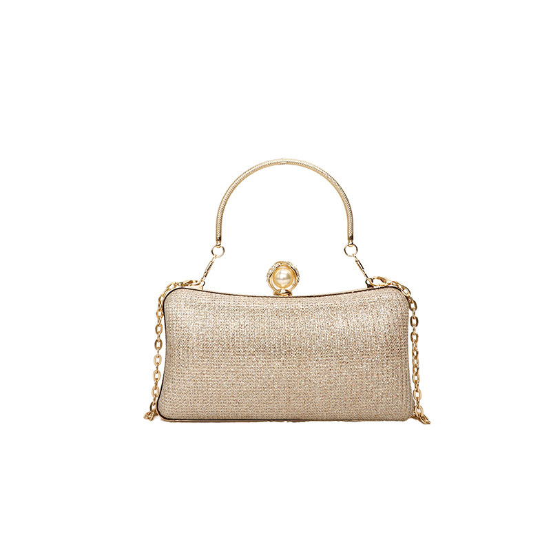 2025 Cross-border New fashion chain handbag, banquet bag, single-shoulder crossbody small square bag, unique hand-held mouth gold bag Item Picture