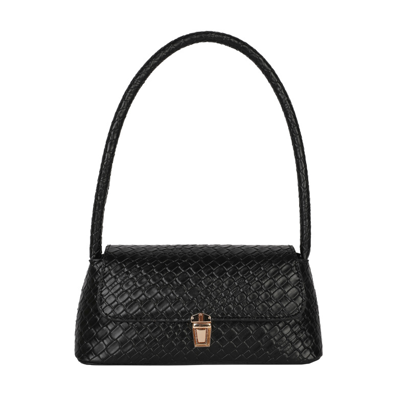 2025 Retro woven pattern new style, simple texture, large capacity lock, fashionable and casual crossbody single-shoulder small square bag Item Picture