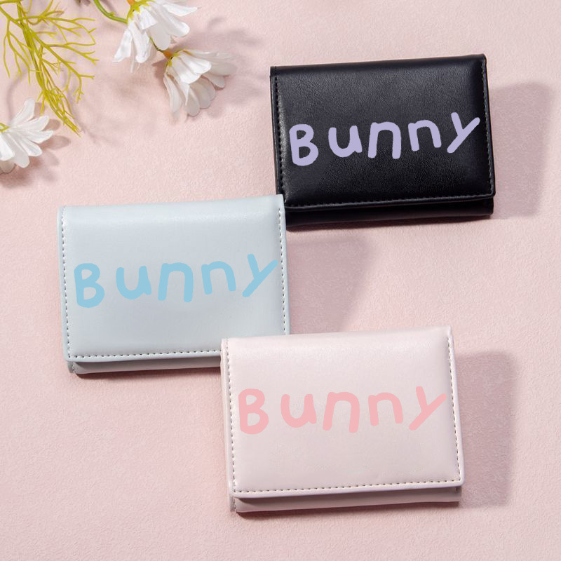 【Bunny Rabbit 】 New cute Ladies' card case, acrylic decorated PU short 30% off coin purse, pink and tender wallet Specification drawing