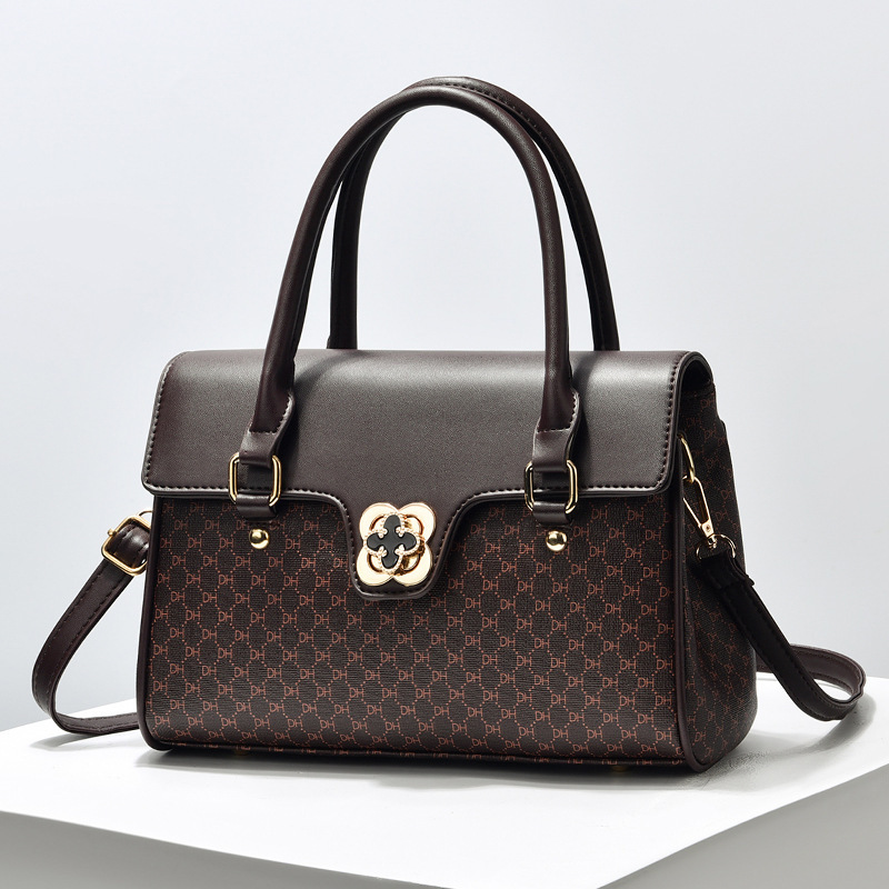 New cross-border fashionable large-capacity women's handbag, middle-aged mother's bag, casual and versatile, elegant crossbody bag, large bag Specification drawing