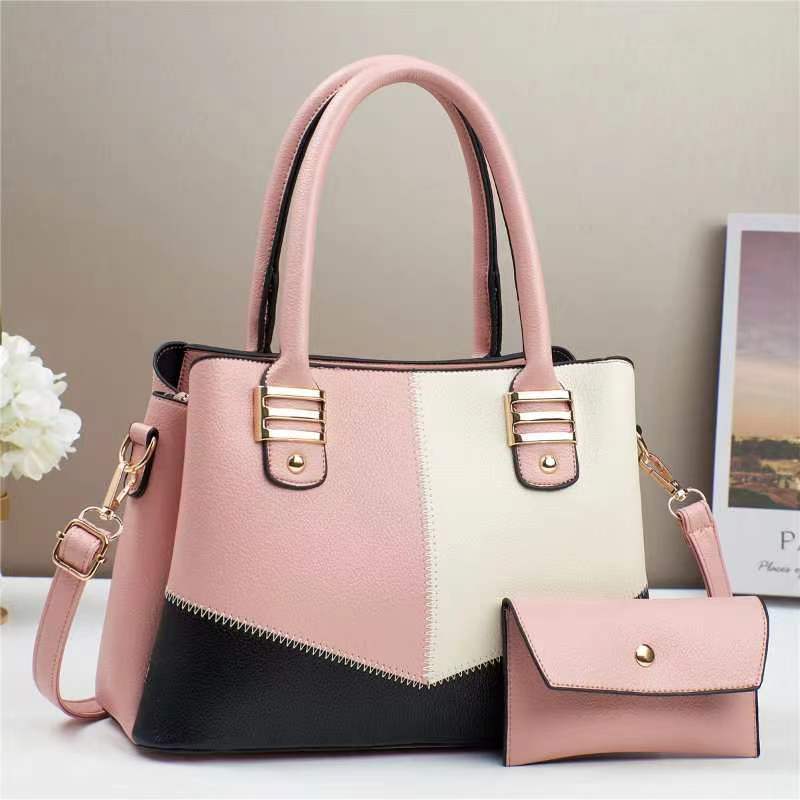 The new mother-and-child color-blocking trendy women's bag, cross-border handbag, versatile and elegant, large-capacity crossbody bag details Picture